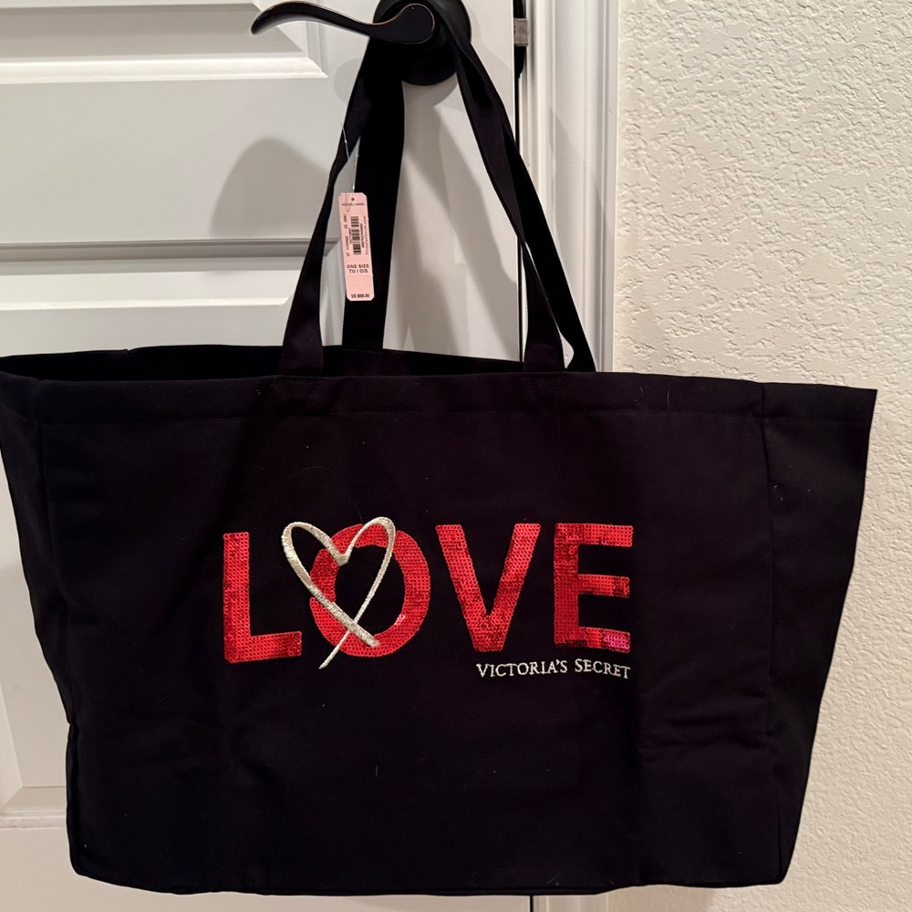 Victoria's Secret Black Tote with Red LOVE Design